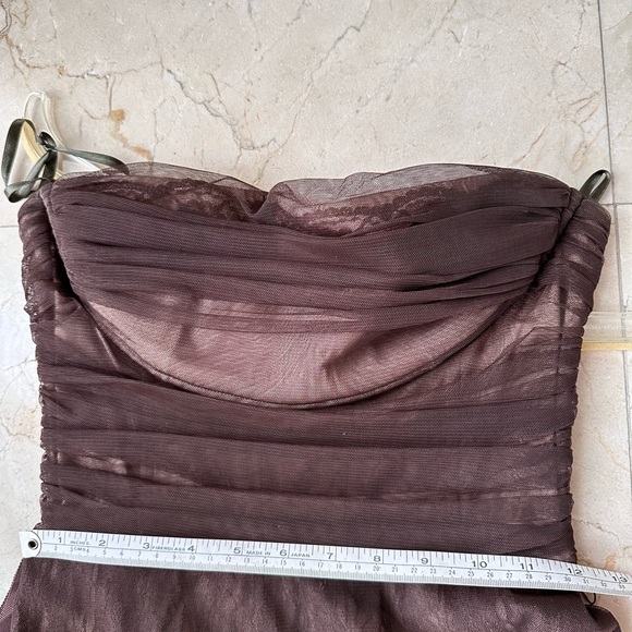 BCBGMaxazria brown tulle strapless dress 2 - Picture 5 of 7